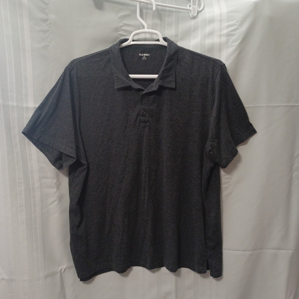 Old Navy Mens XXL Polo Shirt Charcoal Heather Gray Soft Washed SS Core‎ Jersey